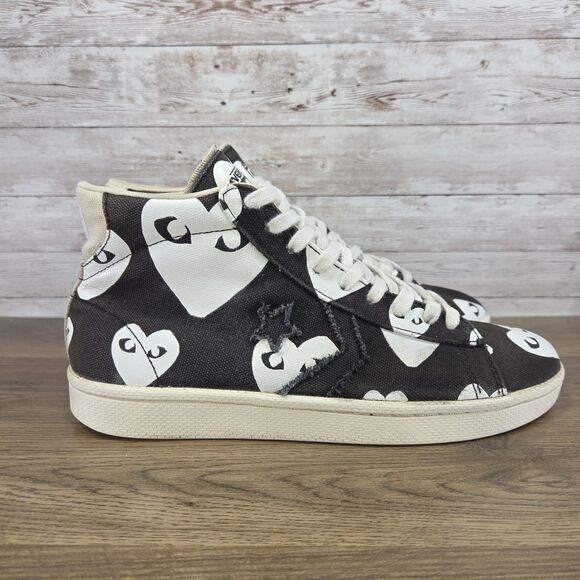 Converse x Comme des Garcons PLAY Pro Leather Black White sneakers Mens Size 9 - Picture 1 of 7